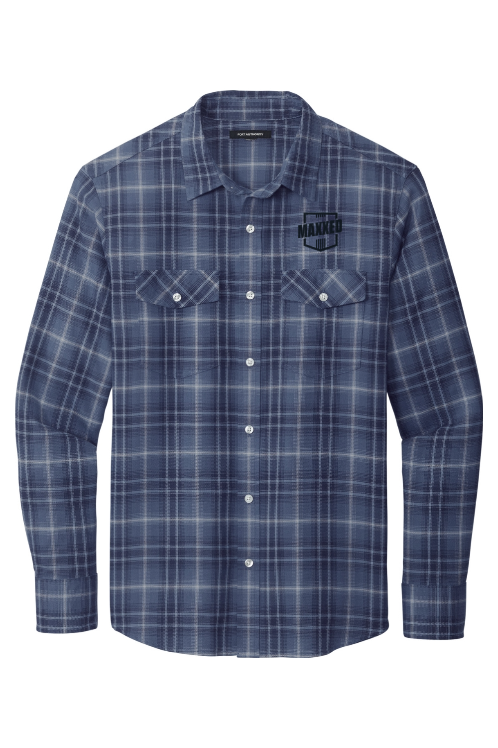 Maxxed Embroidered Long Sleeve Ombre Plaid Shirt
